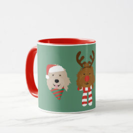 Caneca Cães de Goldendoodle de Natal