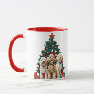 Caneca Cães de Goldendoodle de Natal
