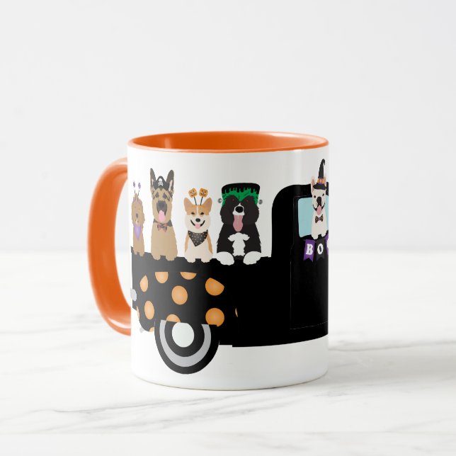 Caneca Cães De Halloween Num Caminhão De Recepção (Frente Esquerda)