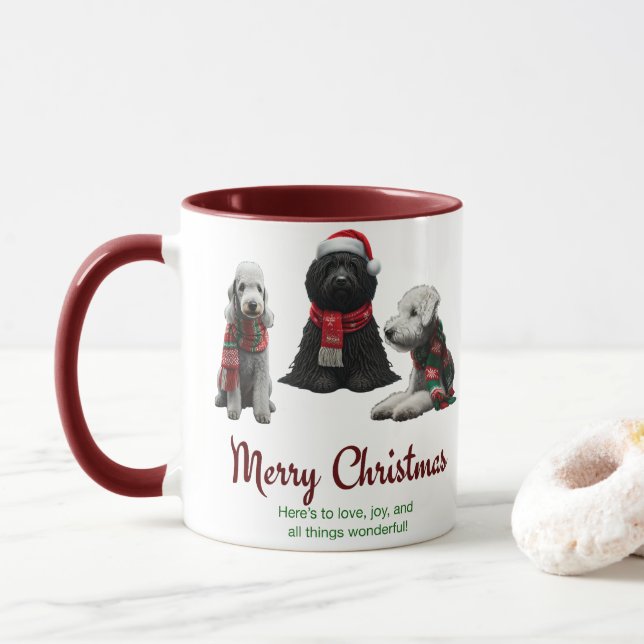 Caneca Cães de Natal Feliz (Com Donut)