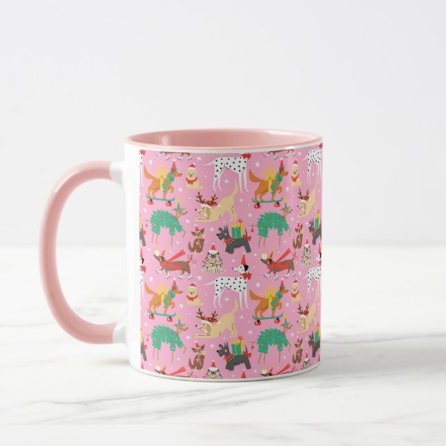 Caneca Cães de Natal no Padrão de Descobertas de Férias (Esquerda)