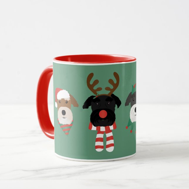 Caneca Cães de Natal Schnauzer (Frente Esquerda)