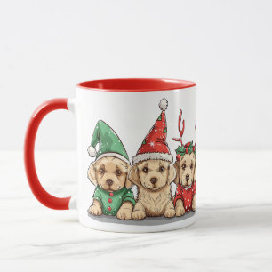 Caneca Cães de varejo do Labrador Amarelo de Natal