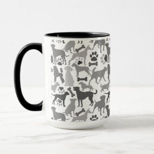 Caneca Cães e patas 03.b Padrão branco BG