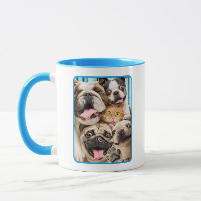 Caneca Cães e uma Foto de Grupo de Gatos (Esquerda)