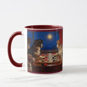 Caneca Cães Engraçados e Fofos Jogando Damas Presente Caf