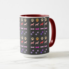 Caneca Cães, Estampas de Pata e Ossos do Cachorro