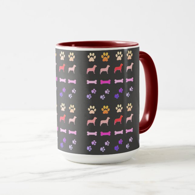 Caneca Cães, Estampas de Pata e Ossos do Cachorro (Frente Esquerda)