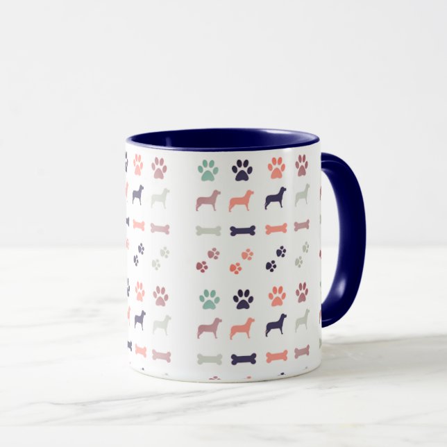 Caneca Cães, Estampas de Pata e Ossos do Cachorro (Frente Esquerda)