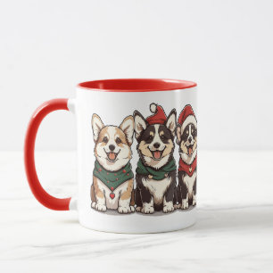 Caneca Cães Felizes de Natal Pembroke Welsh Corgi