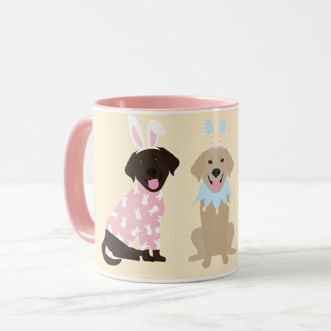 Caneca Cães felzs pascoa Labrador Retriever (Frente Esquerda)