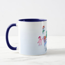 Caneca Cães Festivos Ice Patinação Bebê Azul Natal