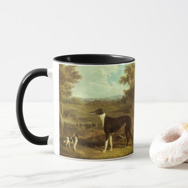 Caneca Cães, Greyhound e Spaniel, Doutor Fop por Herring (Com Donut)