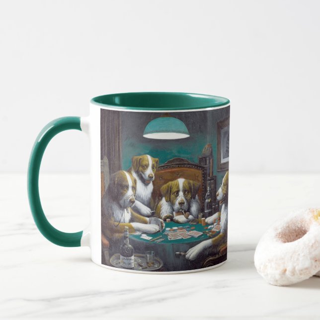 Caneca Cães Jogando Poker Cassius Marcellus Coolidge 1894 (Com Donut)
