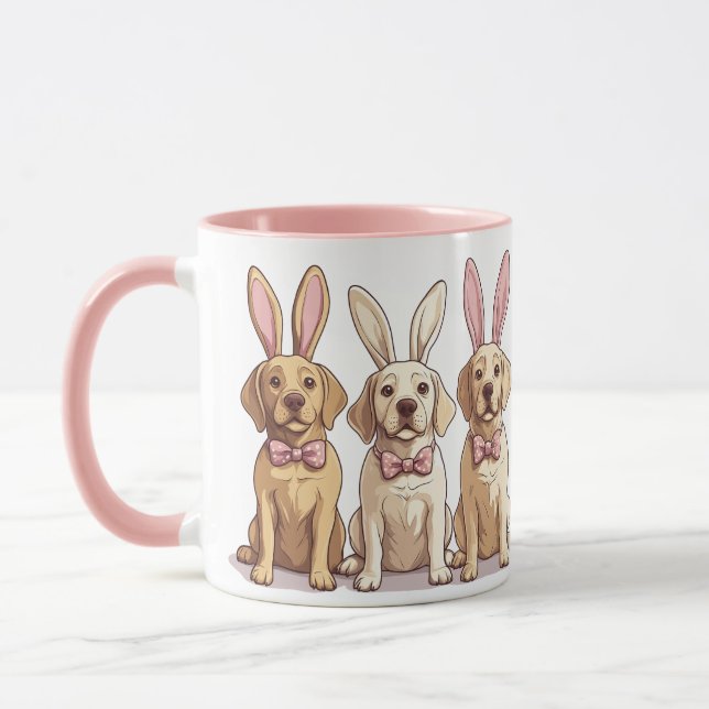Caneca Cães Labrador Retriever Amarelos de Páscoa (Esquerda)