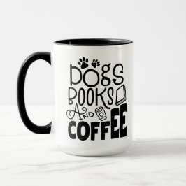Caneca Cães, Livros e Café
