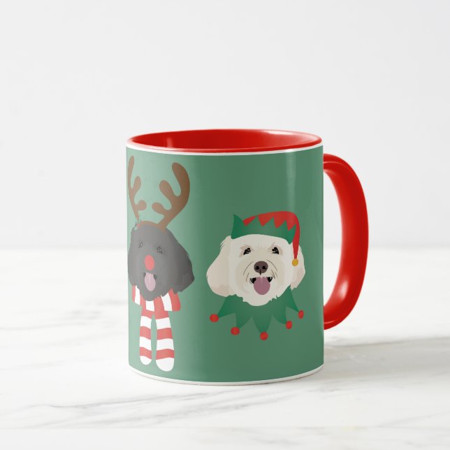 Caneca Cães Maltipoo de Natal (Frente Esquerda)