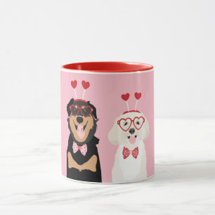 Caneca Cães namorados Rottweiler Maltipoo Puppy