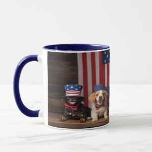 Caneca Cães Patrióticos 4 de julho