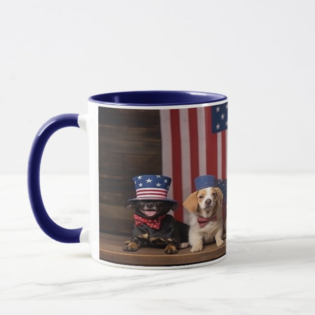 Caneca Cães Patrióticos 4 de julho (Esquerda)