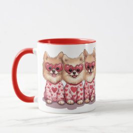 Caneca Cães Pomeranianos dias de os namorados