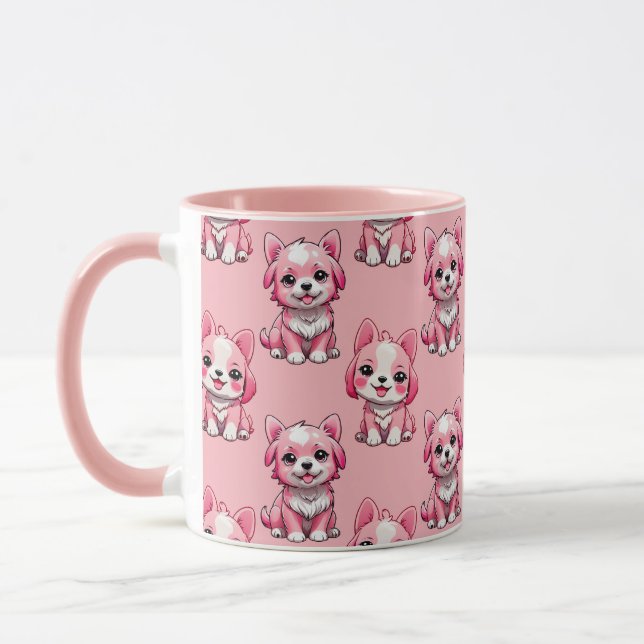 Caneca Cães Rosa Fofos (Esquerda)