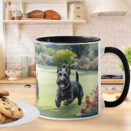 Caneca Cães Terrier Escoceses Aquarela Scotties