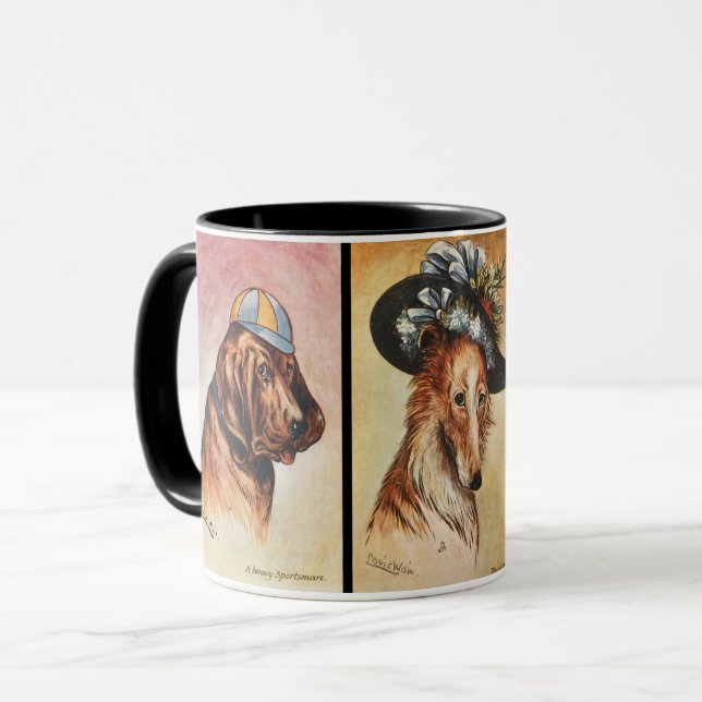 Caneca Cães, tríptico de desenho animado (Frente Esquerda)