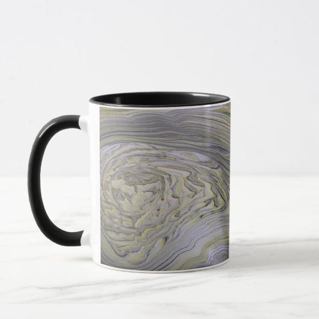 Caneca Café Abstrato de Mármore Branco Veia Ouro Líquido  (Esquerda)