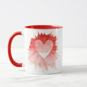 Caneca Café Abstrato Vermelho com respingo de aquarela co