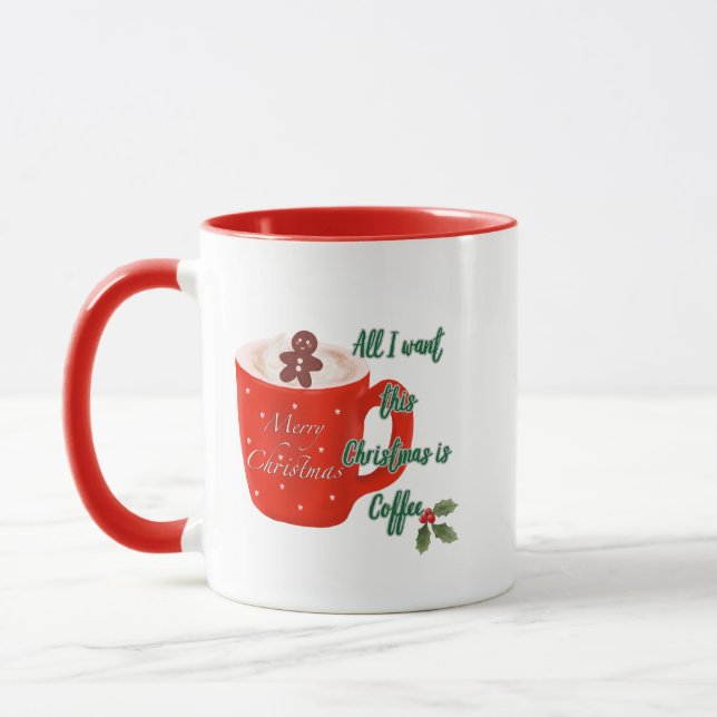 Caneca Café ama Natal Mug de dois tons (Esquerda)