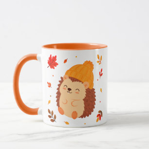 Caneca Café Aquarela de Ourico Sorridente de Outono Fofo