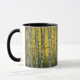 Caneca Café - Árvores de Birch na Floresta Acadia