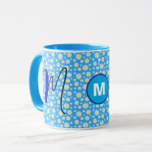 Café Azul com Inicial Monogramada de Margarida Per