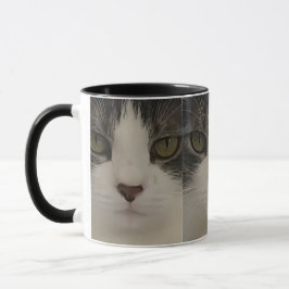 Caneca Café bonito do teste padrão da cara do gato
