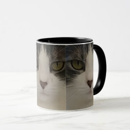 Caneca Café bonito do teste padrão da cara do gato
