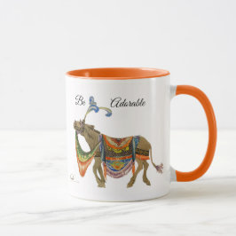 Caneca Café, burro cor de laranja, bonito