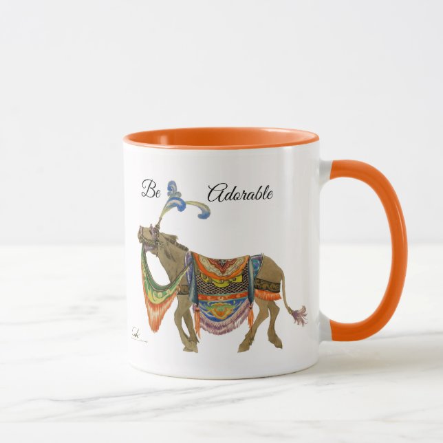 Caneca Café, burro cor de laranja, bonito (Direita)