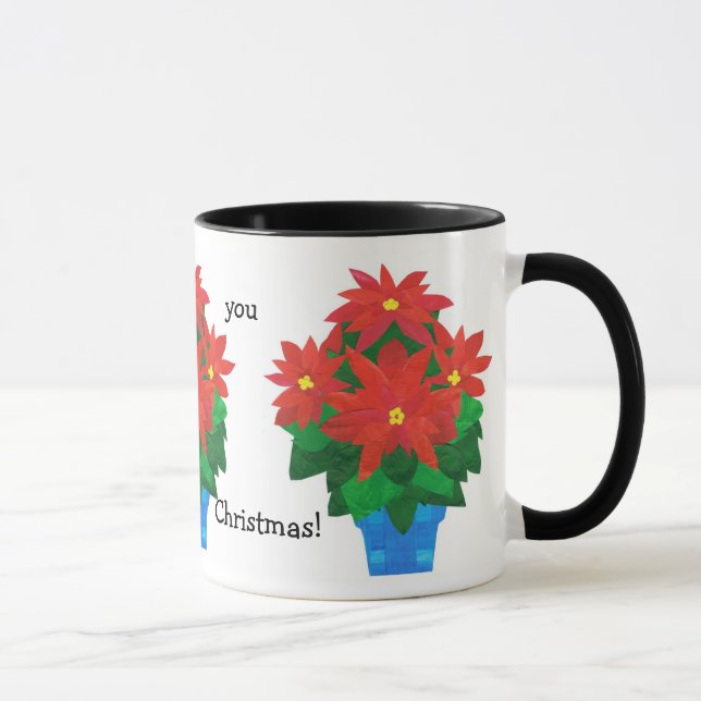 Caneca Café-Café-Natal Festivo Mug, Poinsettias (Direita)