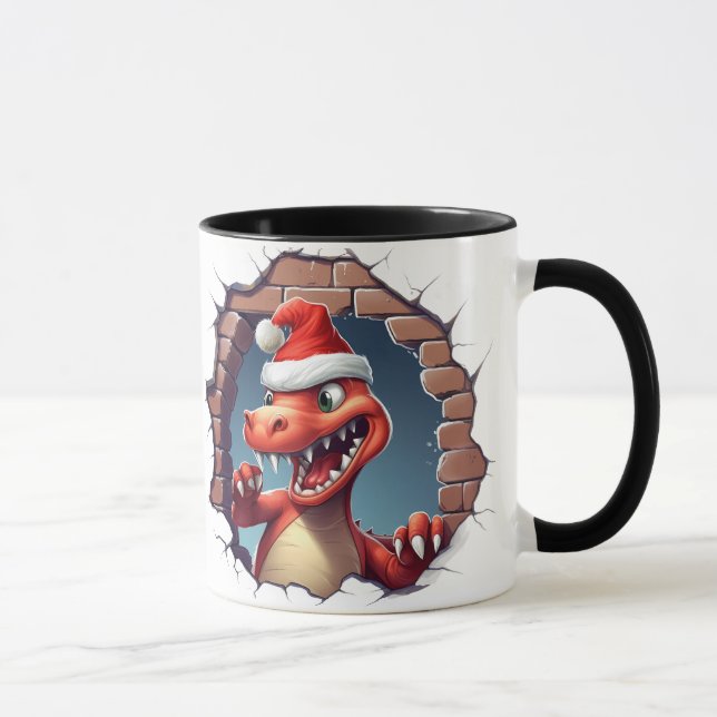 Caneca Café Clássico De Natal Engraçado Dino (Direita)