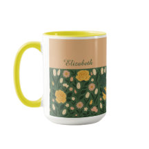 Café com Alça Floral Amarela Personalizada