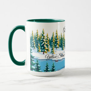Caneca Café com Cena de Inverno Personalizada de Yellowst