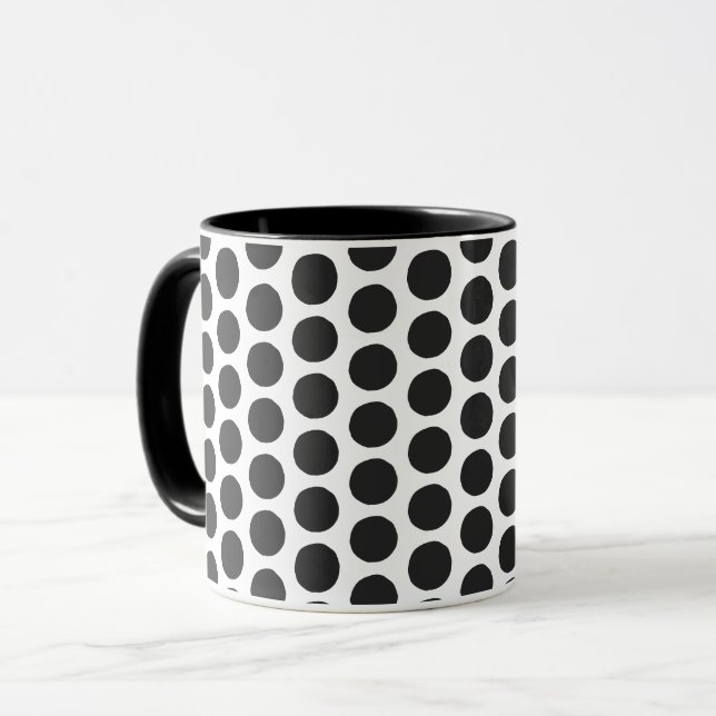 Caneca Café com Padrão de Bolinhas Pretas (Frente Esquerda)