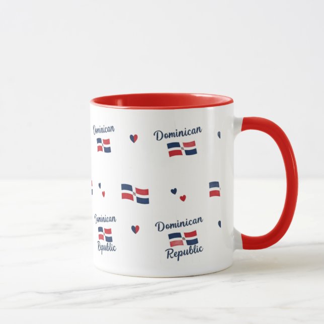 Caneca -Café com Padrão de Raízes Dominicanas | Bandeira  (Direita)