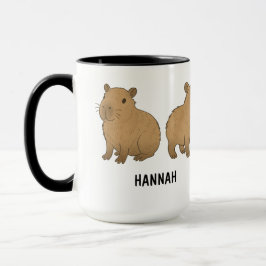 Caneca Café Customizado com Desenho à Mão de Capivara Fof