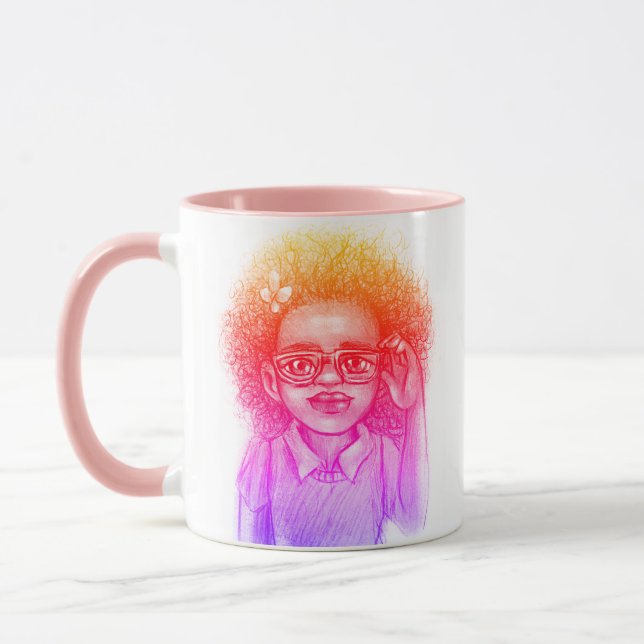 Caneca Café da Menina de Cabelos Felizes (Esquerda)
