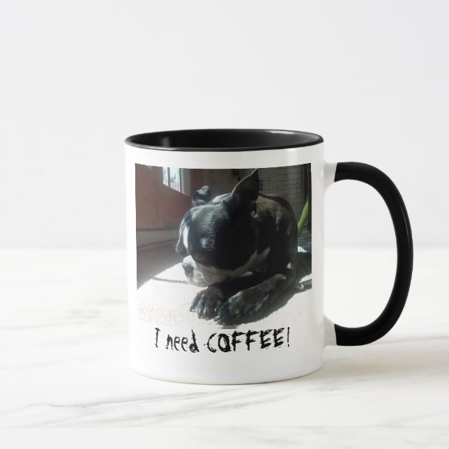 Caneca Café das necessidades de Boston Terrier (Direita)