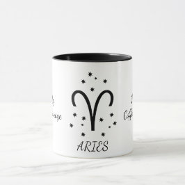 Caneca Café de Áries de Tipografia Simples Zodíaco