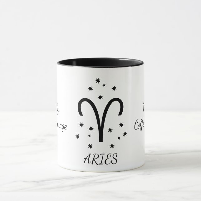 Caneca Café de Áries de Tipografia Simples Zodíaco (Centro)