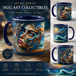 Caneca Café de Arte Abstrata Paisagem Oceânica Surrealist